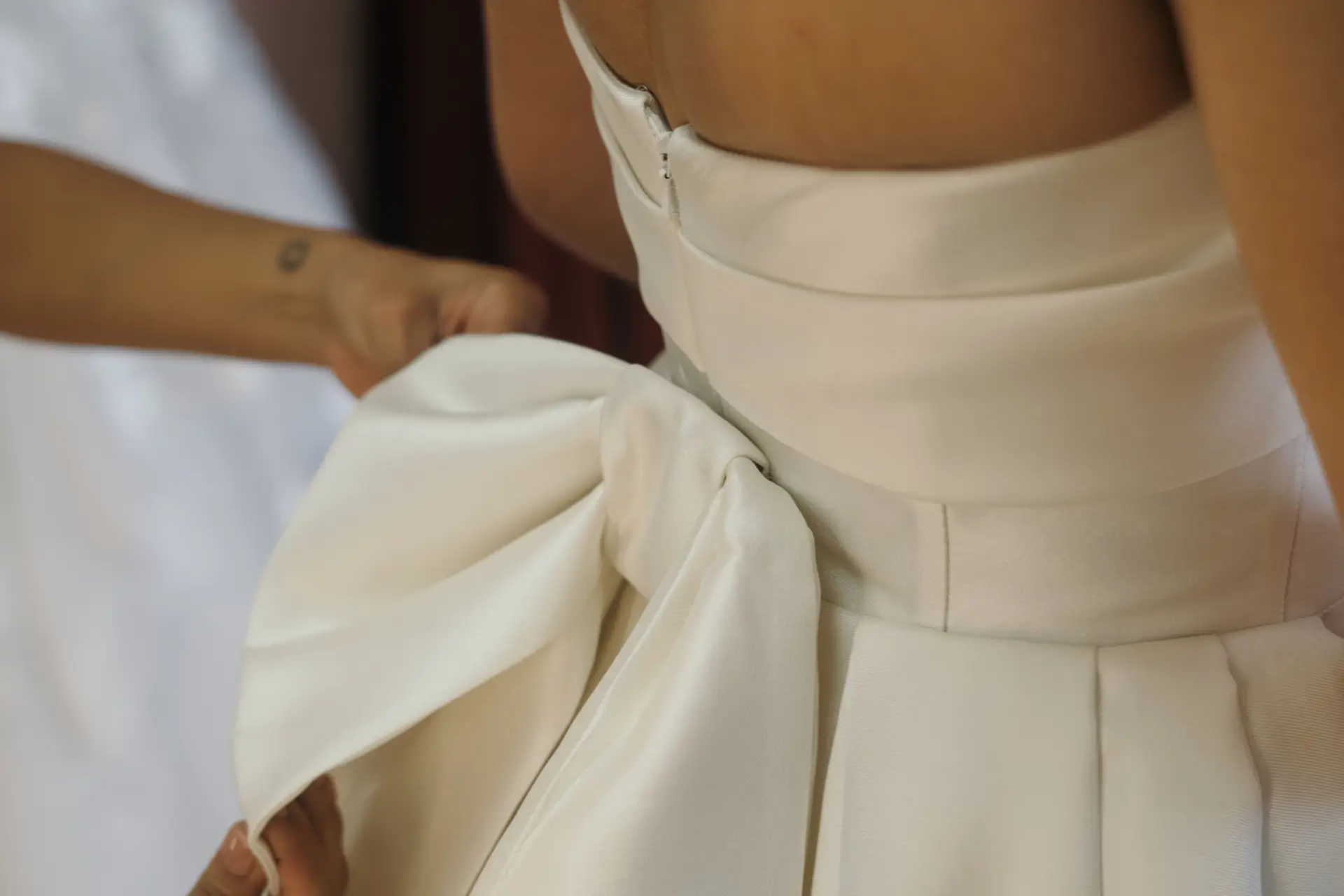 Lace wedding gown adjustment